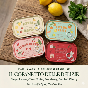 Candele in Cera di Soia Paddywax – Sardine Tin Edition
